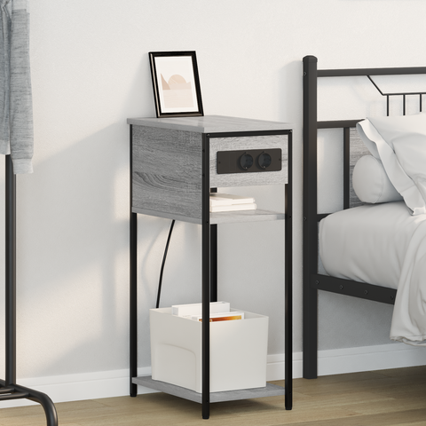 vidaXL Bedside Cabinet Grey sonoma 28.1 x 40.9 x 75 cm Engineered wood