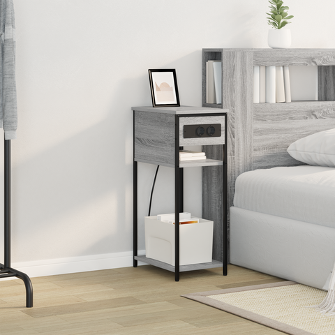 vidaXL Bedside Cabinet Grey sonoma 28.1 x 40.9 x 75 cm Engineered wood