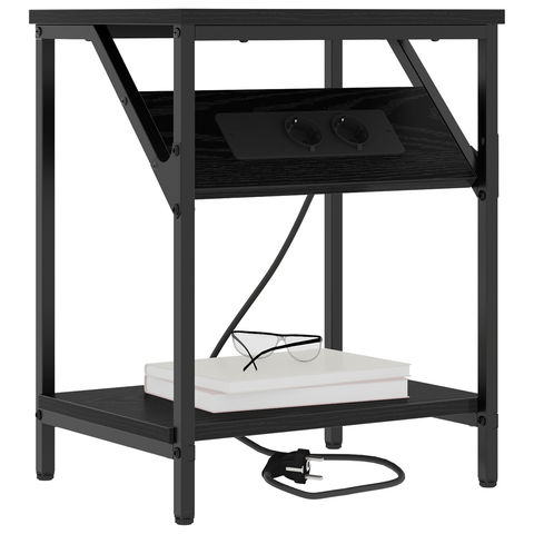 vidaXL Bedside Cabinet Black oak Engineered wood