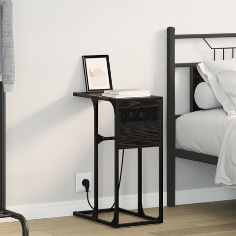 vidaXL Bedside Table Black oak 41.5 x 26 x 60.5 cm Engineered wood