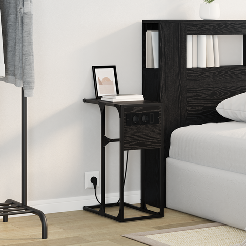 vidaXL Bedside Table Black oak 41.5 x 26 x 60.5 cm Engineered wood