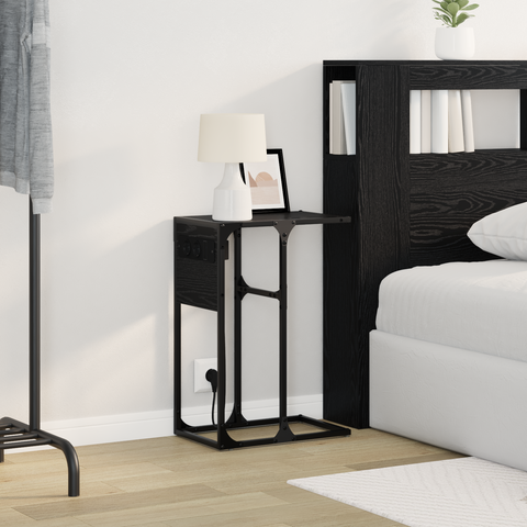 vidaXL Bedside Table Black oak 41.5 x 26 x 60.5 cm Engineered wood