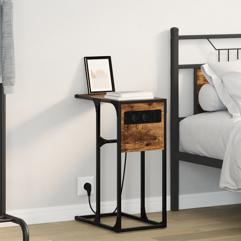 vidaXL Bedside Table Smoked oak 41.5 x 26 x 60.5 cm Engineered wood