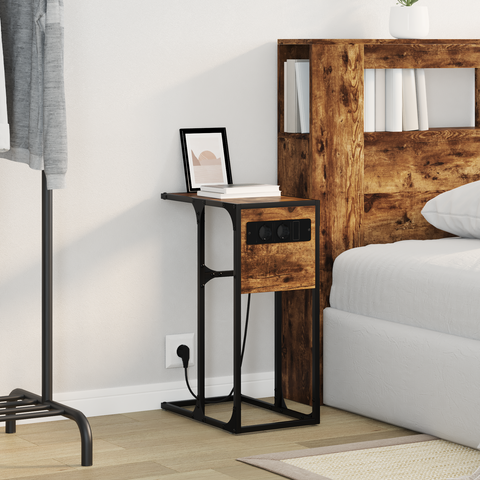 vidaXL Bedside Table Smoked oak 41.5 x 26 x 60.5 cm Engineered wood