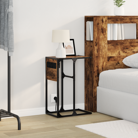 vidaXL Bedside Table Smoked oak 41.5 x 26 x 60.5 cm Engineered wood