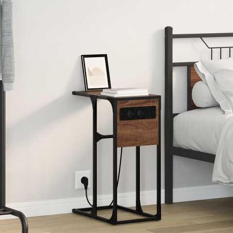 vidaXL Bedside Table Brown oak 41.5 x 26 x 60.5 cm Engineered wood