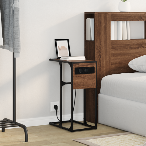 vidaXL Bedside Table Brown oak 41.5 x 26 x 60.5 cm Engineered wood