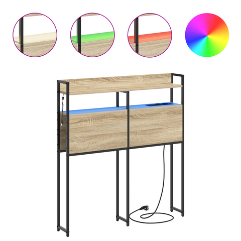 vidaXL Storage Headboard with Shelf Wall-mounted Sonoma oak 80 cm Engineered wood