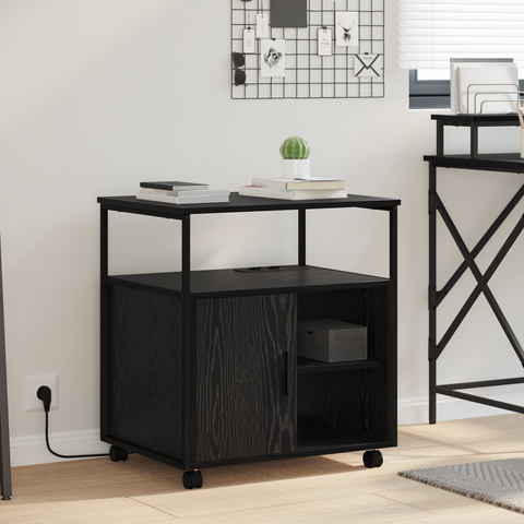 vidaXL Office Cabinet Black oak 61 x 46 x 67 cm Engineered wood