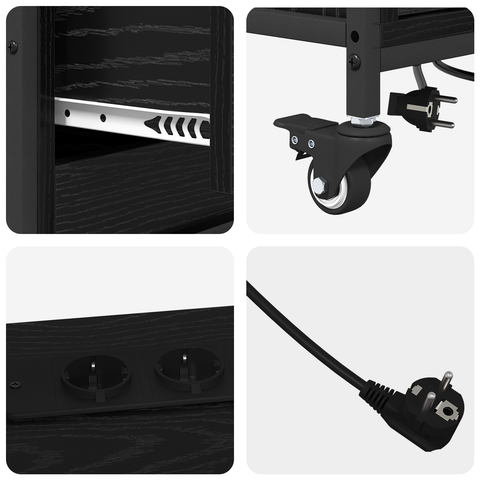 vidaXL Office Cabinet with Wheel Black oak Engineered wood