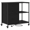 vidaXL Office Cabinet with Wheel Black oak Engineered wood
