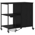 vidaXL Office Cabinet with Wheel Black oak Engineered wood