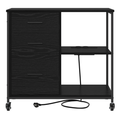 vidaXL Office Cabinet with Wheel Black oak Engineered wood