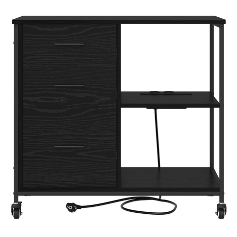 vidaXL Office Cabinet with Wheel Black oak Engineered wood