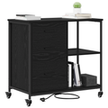 vidaXL Office Cabinet with Wheel Black oak Engineered wood