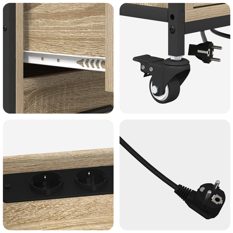 vidaXL Office Cabinet with Wheel Sonoma oak Engineered wood