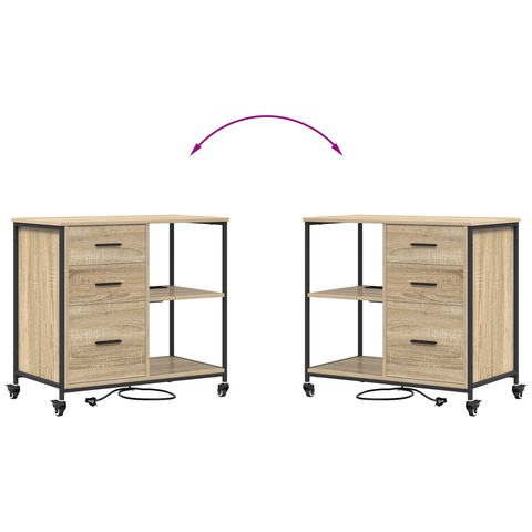 vidaXL Office Cabinet with Wheel Sonoma oak Engineered wood