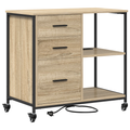 vidaXL Office Cabinet with Wheel Sonoma oak Engineered wood