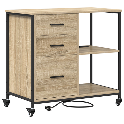 vidaXL Office Cabinet with Wheel Sonoma oak Engineered wood