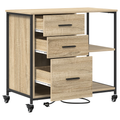 vidaXL Office Cabinet with Wheel Sonoma oak Engineered wood