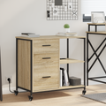 vidaXL Office Cabinet with Wheel Sonoma oak Engineered wood