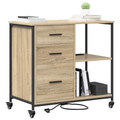 vidaXL Office Cabinet with Wheel Sonoma oak Engineered wood