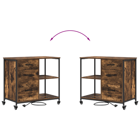 vidaXL Office Cabinet with Wheel Smoked oak Engineered wood