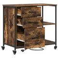 vidaXL Office Cabinet with Wheel Smoked oak Engineered wood