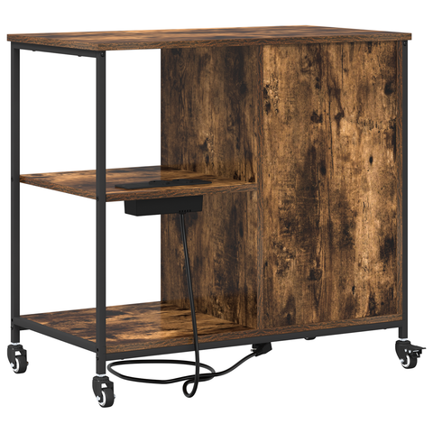 vidaXL Office Cabinet with Wheel Smoked oak Engineered wood