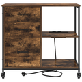 vidaXL Office Cabinet with Wheel Smoked oak Engineered wood