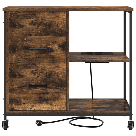 vidaXL Office Cabinet with Wheel Smoked oak Engineered wood