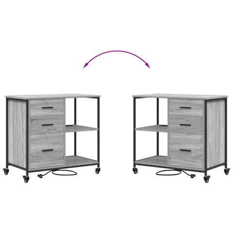 vidaXL Office Cabinet with Wheel Grey sonoma Engineered wood