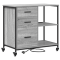 vidaXL Office Cabinet with Wheel Grey sonoma Engineered wood