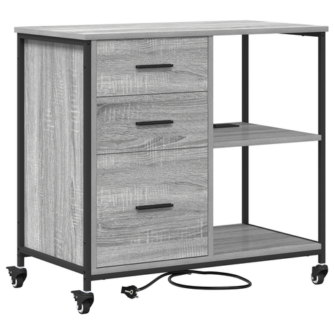 vidaXL Office Cabinet with Wheel Grey sonoma Engineered wood