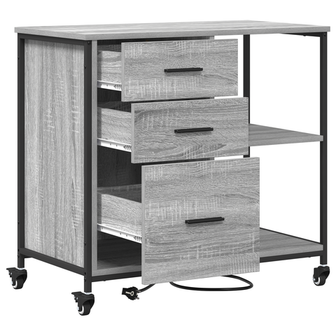 vidaXL Office Cabinet with Wheel Grey sonoma Engineered wood