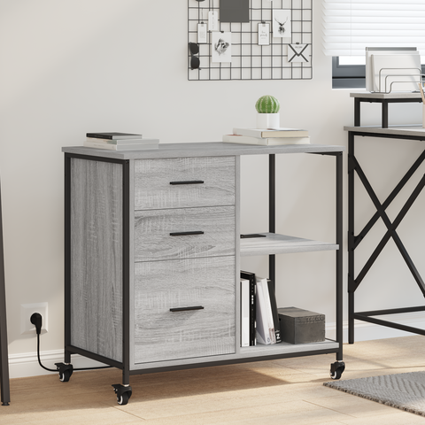 vidaXL Office Cabinet with Wheel Grey sonoma Engineered wood