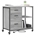 vidaXL Office Cabinet with Wheel Grey sonoma Engineered wood