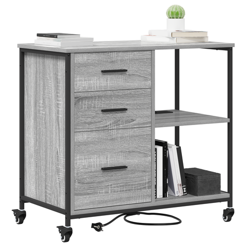 vidaXL Office Cabinet with Wheel Grey sonoma Engineered wood