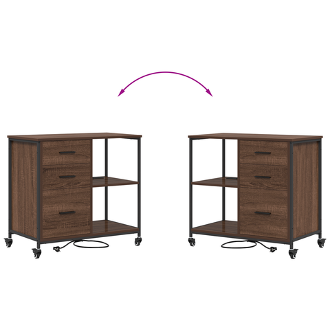 vidaXL Office Cabinet with Wheel Brown oak Engineered wood