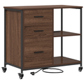vidaXL Office Cabinet with Wheel Brown oak Engineered wood