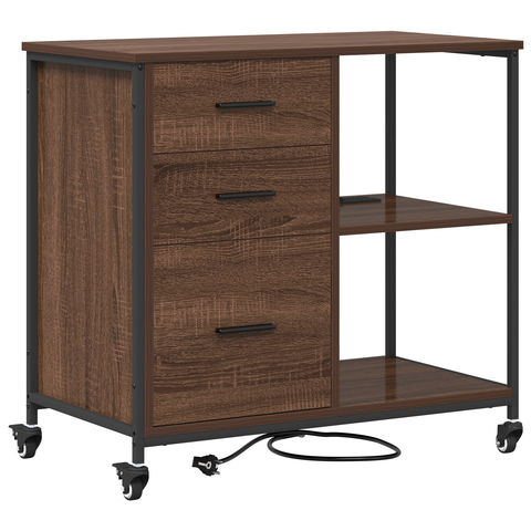 vidaXL Office Cabinet with Wheel Brown oak Engineered wood