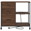 vidaXL Office Cabinet with Wheel Brown oak Engineered wood