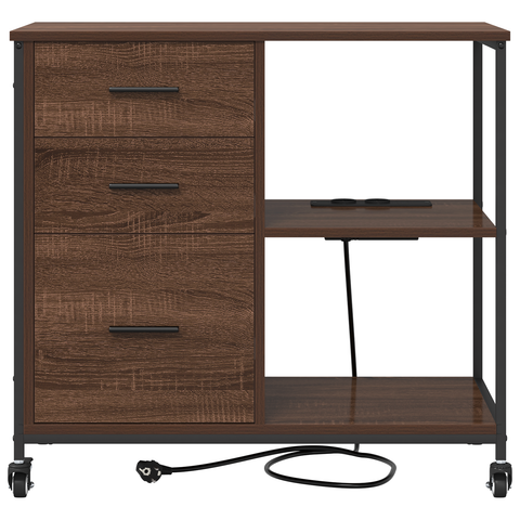 vidaXL Office Cabinet with Wheel Brown oak Engineered wood
