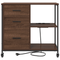 vidaXL Office Cabinet with Wheel Brown oak Engineered wood