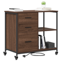 vidaXL Office Cabinet with Wheel Brown oak Engineered wood