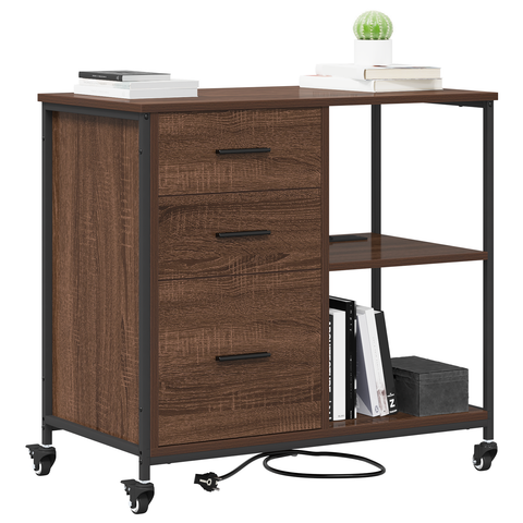 vidaXL Office Cabinet with Wheel Brown oak Engineered wood