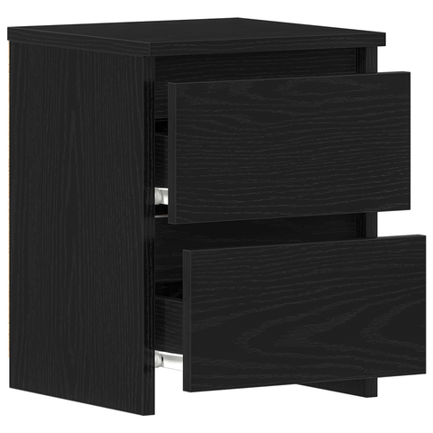 vidaXL Bedside Cabinet with Drawers Black Oak 30x30x40 cm