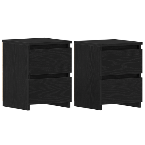 vidaXL Bedside Cabinets with Drawers 2 pcs Black Oak 30x30x40 cm