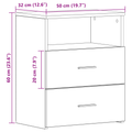 vidaXL Black Oak Nightstand 50x32x60cm Made from Engineered Wood