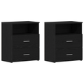 vidaXL Nightstands Set of 2 Black Oak 50x32x60cm Made of Engineered Wood